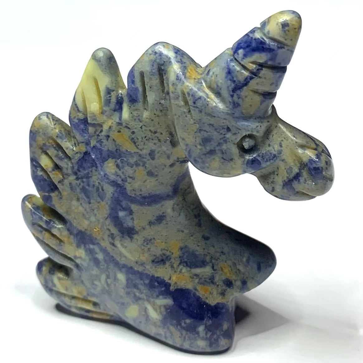 One of a Kind Carved Lapis Unicorn Stone-2 x 1 1/2" (NC4828)