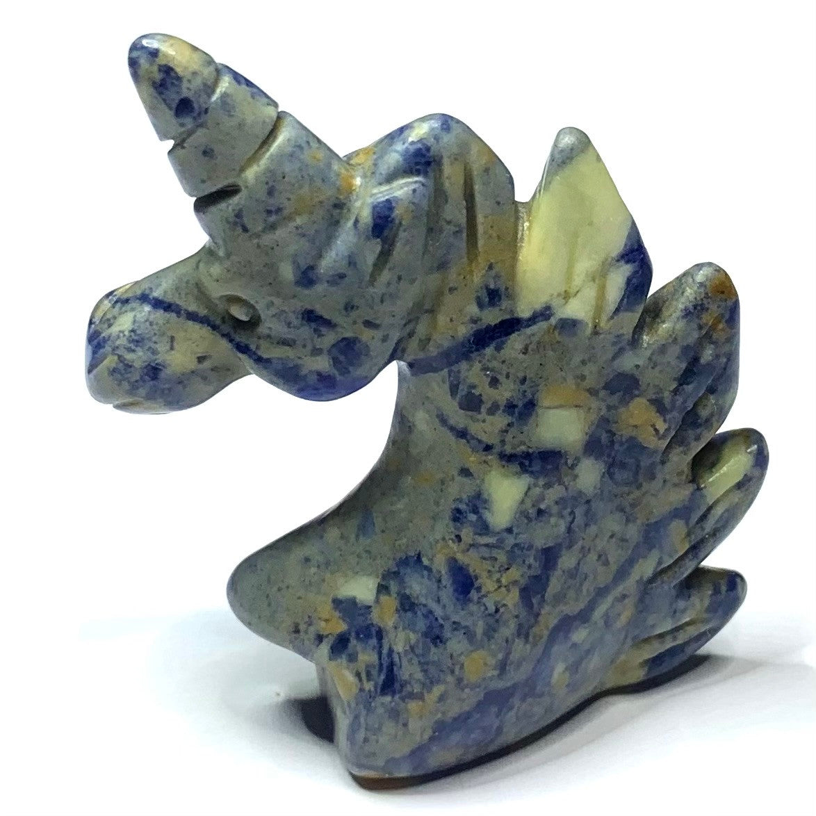 One of a Kind Carved Lapis Unicorn Stone-2 x 1 1/2" (NC4828)