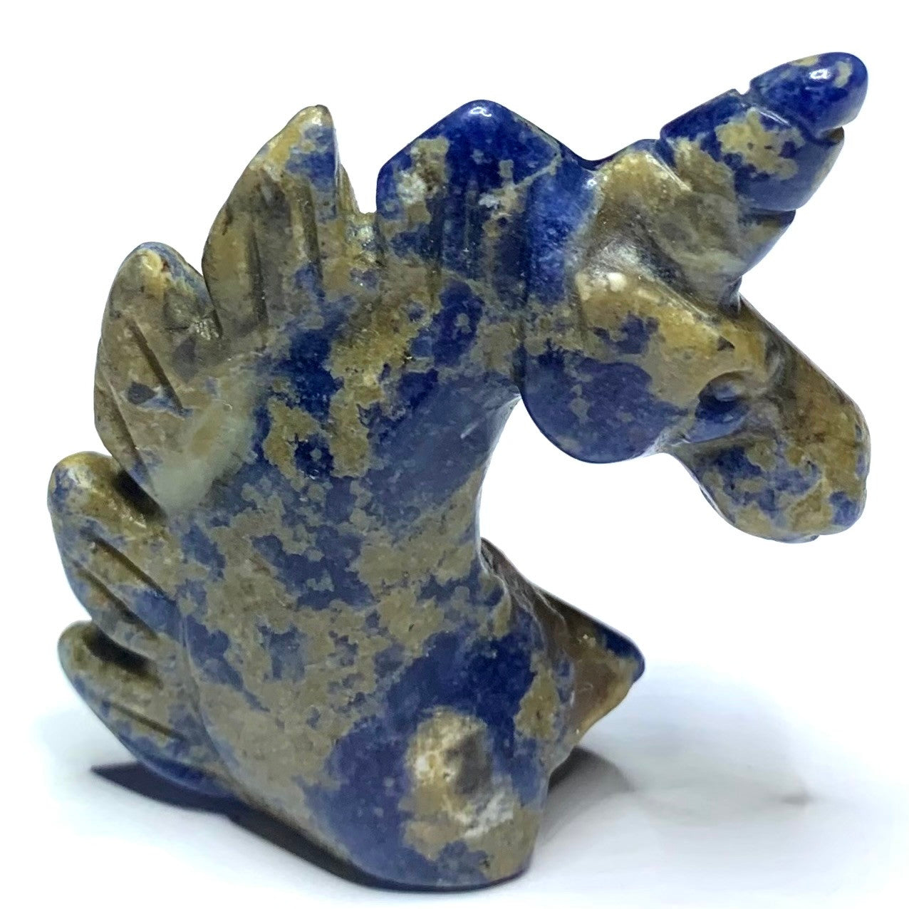 One of a Kind Carved Lapis Unicorn Stone-2 1/4 x 1 3/4"-NC4829 (NC4829)