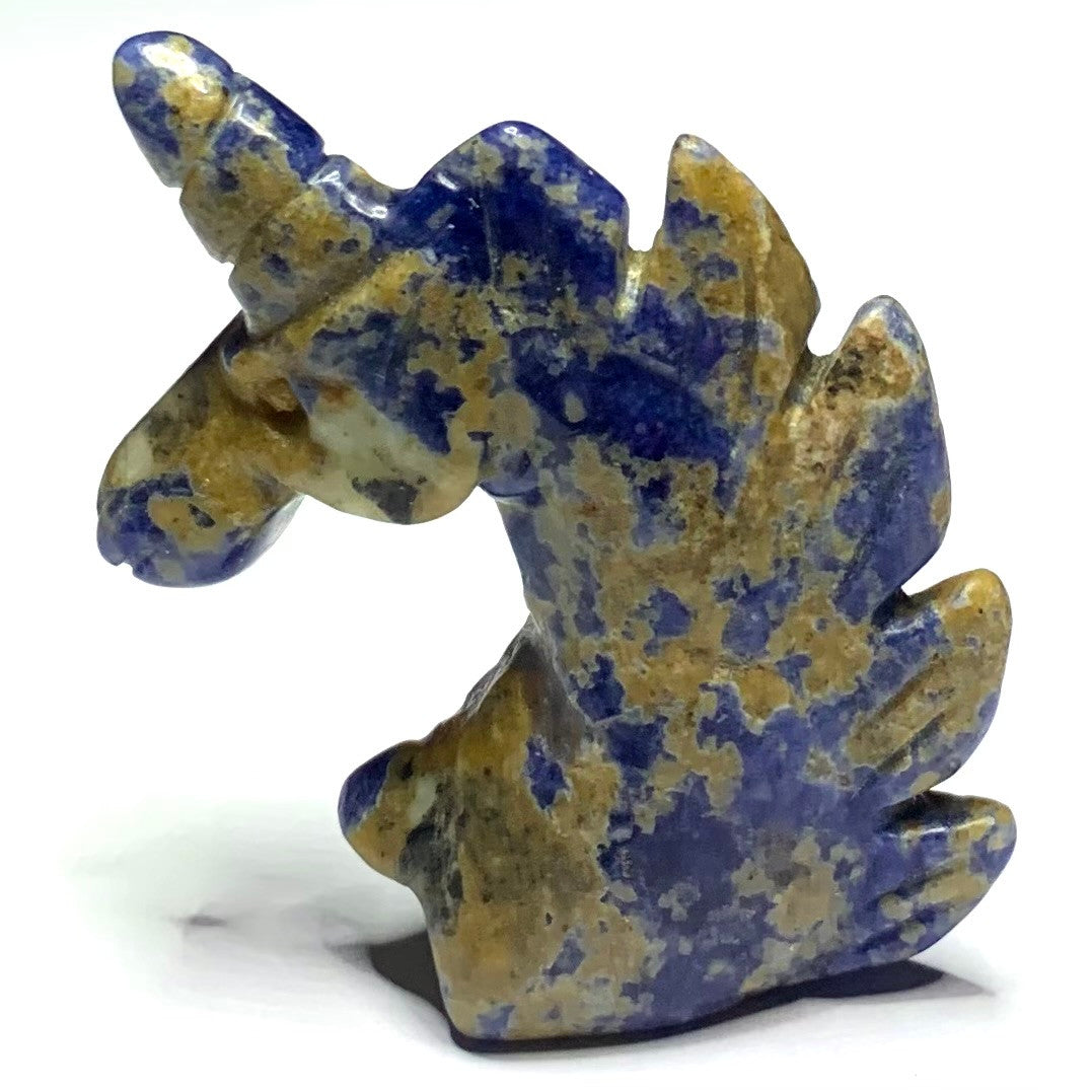 One of a Kind Carved Lapis Unicorn Stone-2 1/4 x 1 3/4"-NC4829 (NC4829)