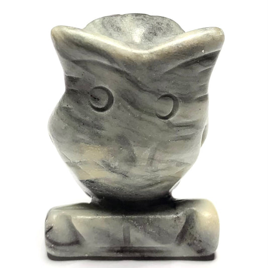 One of a Kind Picasso Jasper Carved Owl Stone-1 1/2 x 1"-NC4848 (NC4848)