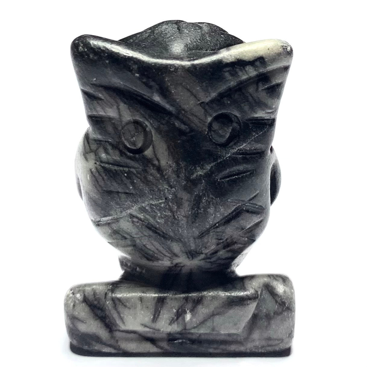 One of a Kind Picasso Jasper Carved Owl Stone-1 1/2 x 1" (NC4847)