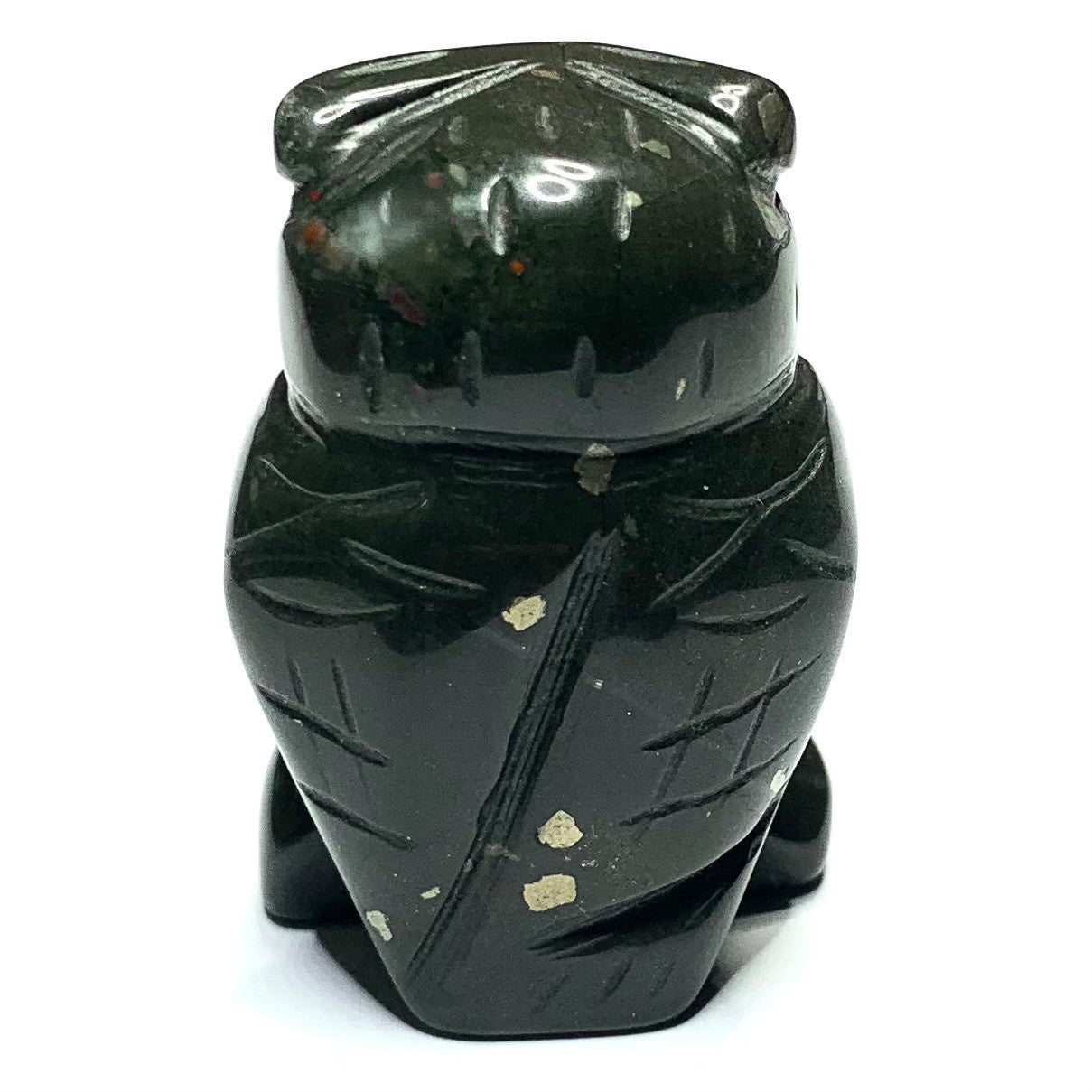 One of a Kind Moss Agate Carved Owl Stone-1 1/2 x 1" (NC4850)