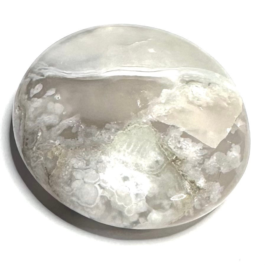 One of a Kind Black Snow Flower Agate Palm Stone-1 3/4" (NC5269)