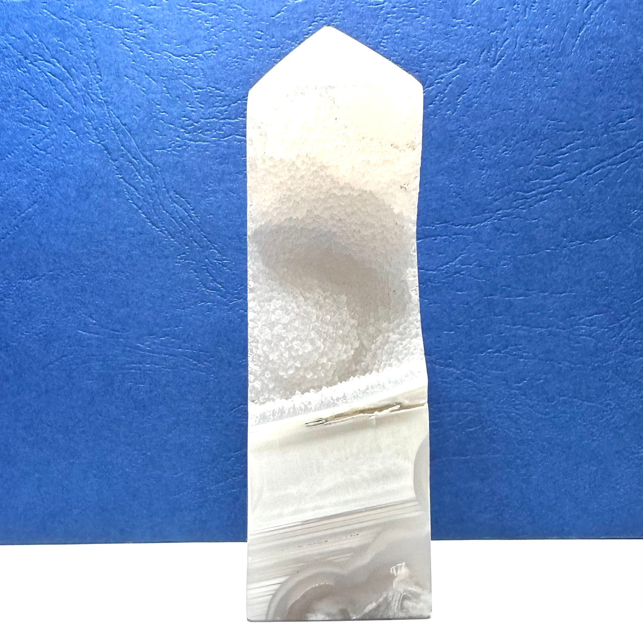 One of a Kind Black Snow Flower Agate with Druzy Stone Tower-4 1/4 x 1 1/2" (NC5274)