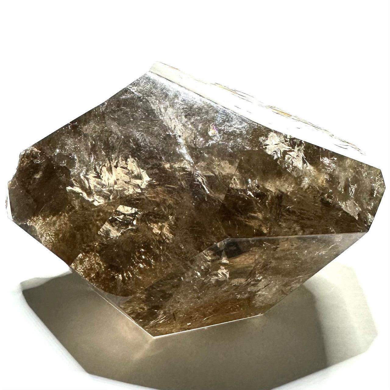 One of a Kind Smokey Garden Quartz with Rainbow Inclusions Freeform Stone-3 1/2 x 2 1/2"