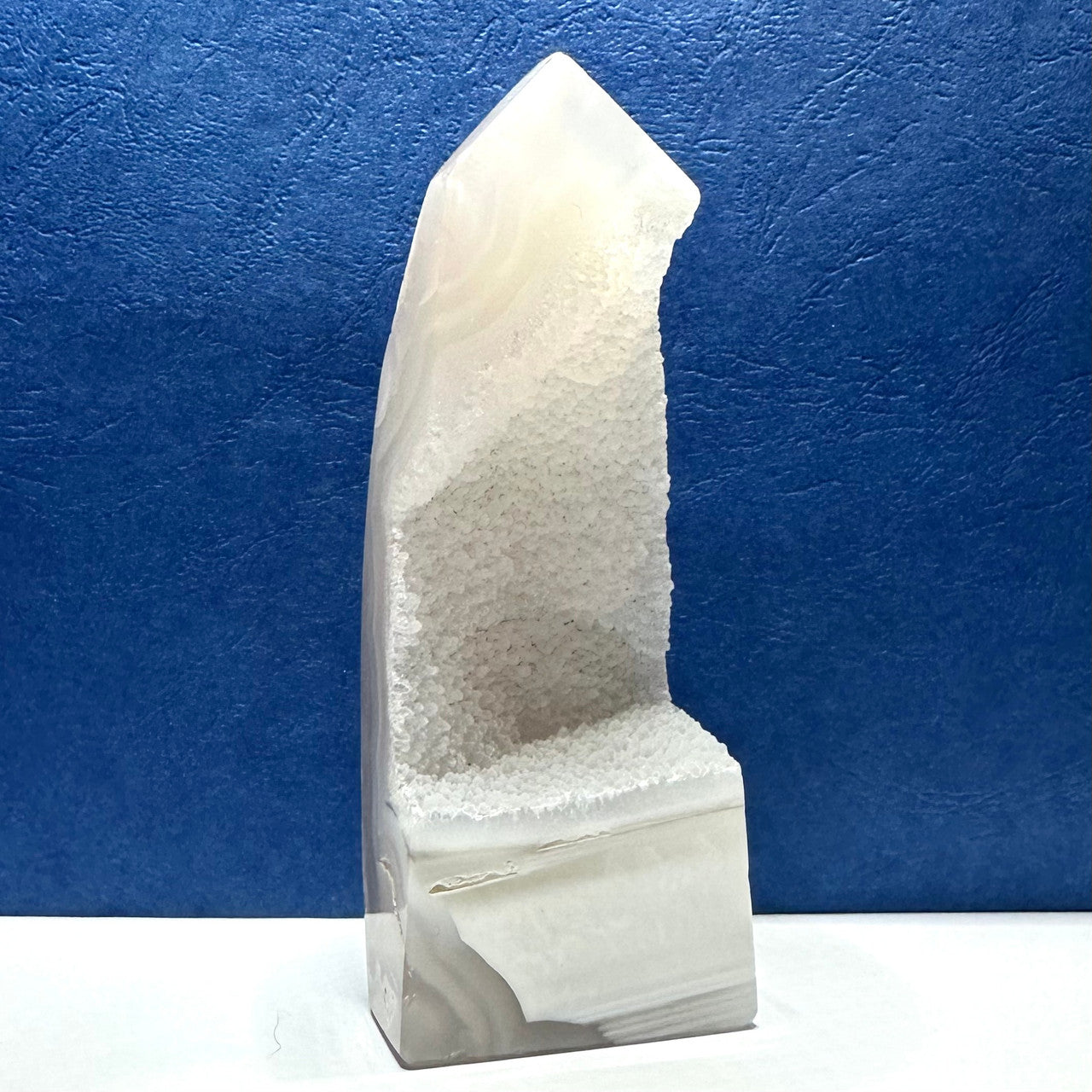 One of a Kind Black Snow Flower Agate with Druzy Stone Tower-4 x 1 1/2" (NC5278)