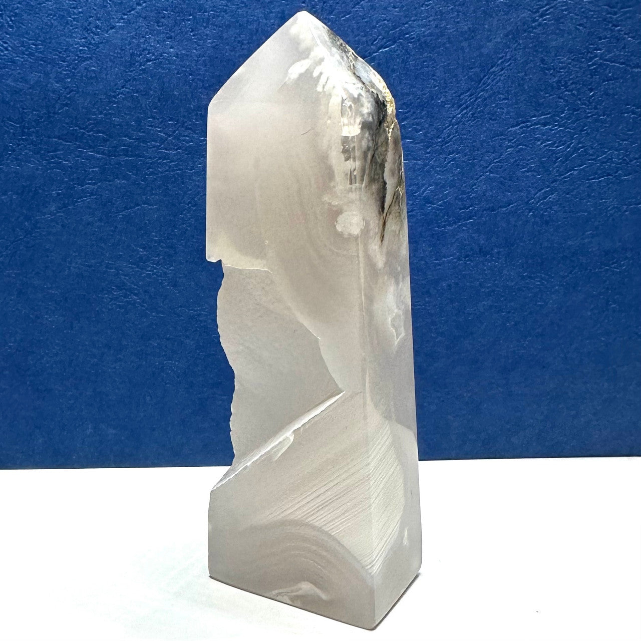 One of a Kind Black Snow Flower Agate with Druzy Stone Tower-3 1/2 x 1 1/4" (NC5279)