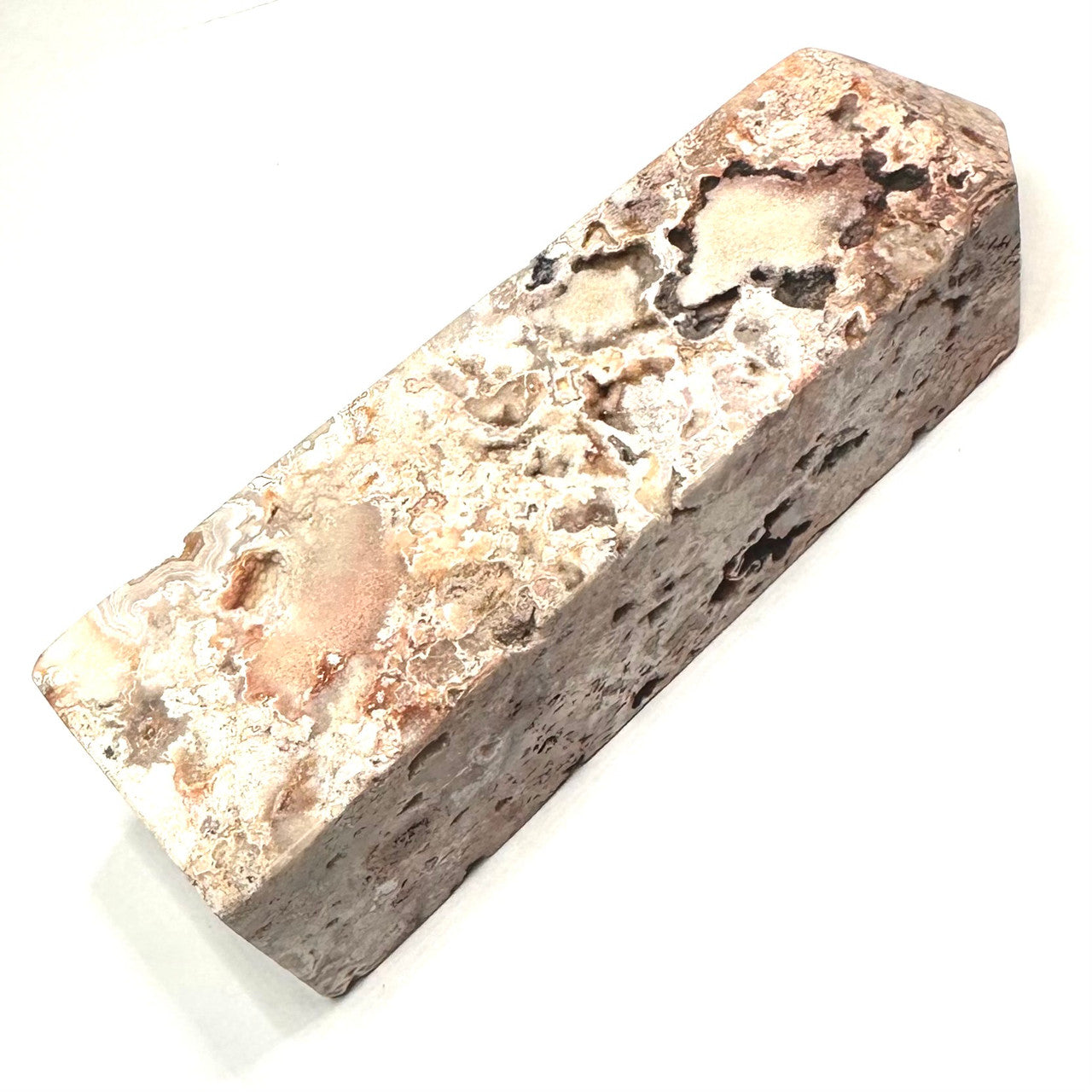 One of a Kind Crazy Lace Agate with Druzy Stone Tower-4 x 1 1/4" (NC5297)