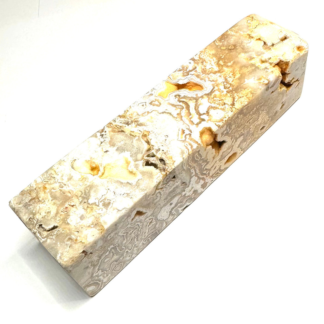 One of a Kind Crazy Lace Agate with Druzy Stone Tower-5 1/4 x 1 1/4' (NC5299)