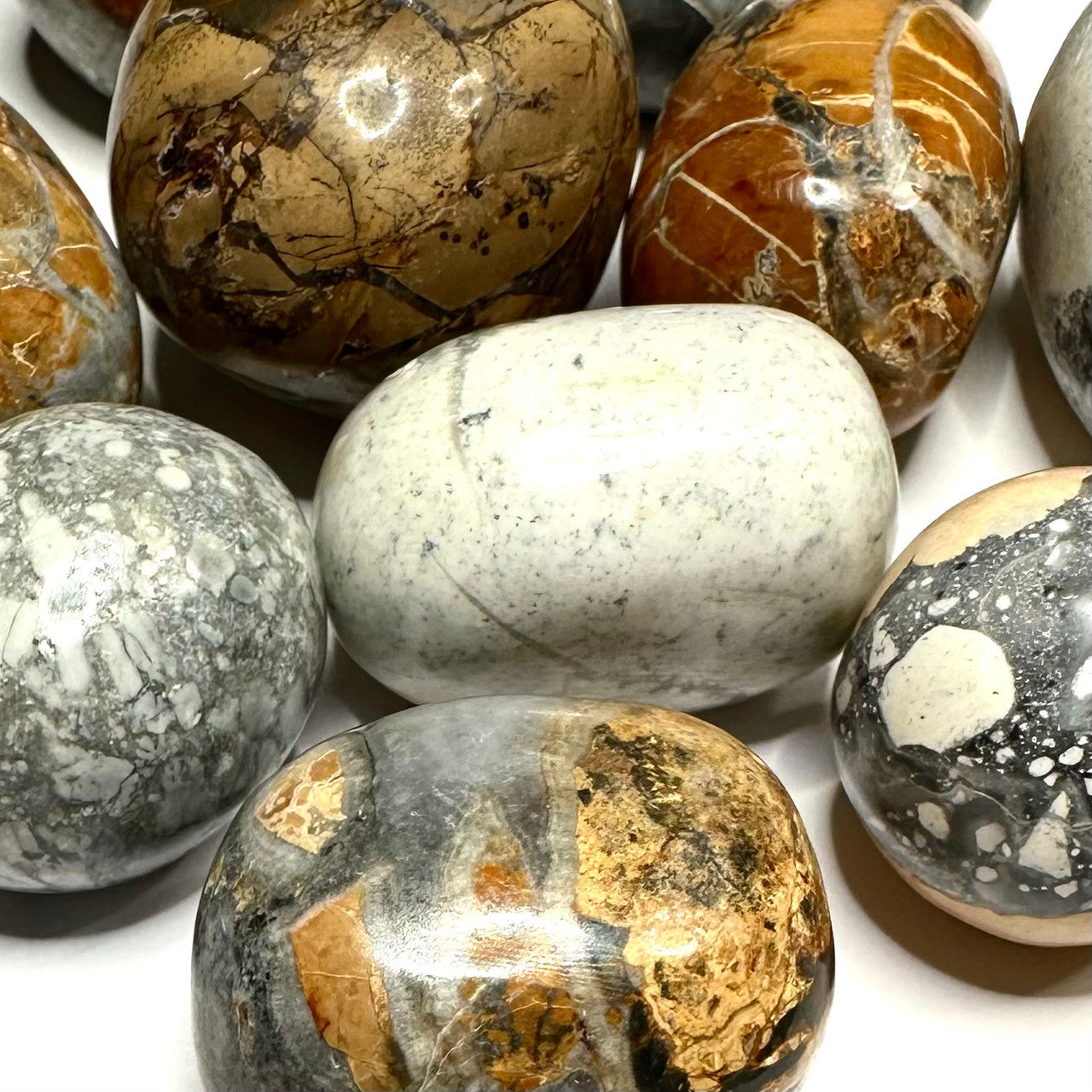 One of a Kind Lot of Tumbled and Polished Maligano Jasper Pocket Stones-19-27mm