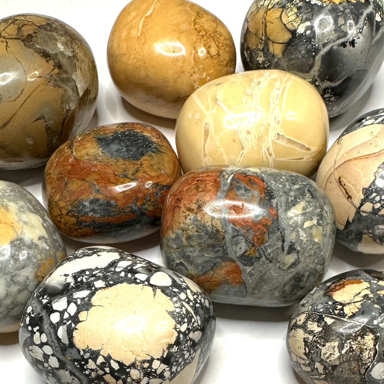 One of a Kind Lot of Tumbled and Polished Maligano Jasper Pocket Stones-20-30mm (NC5311)