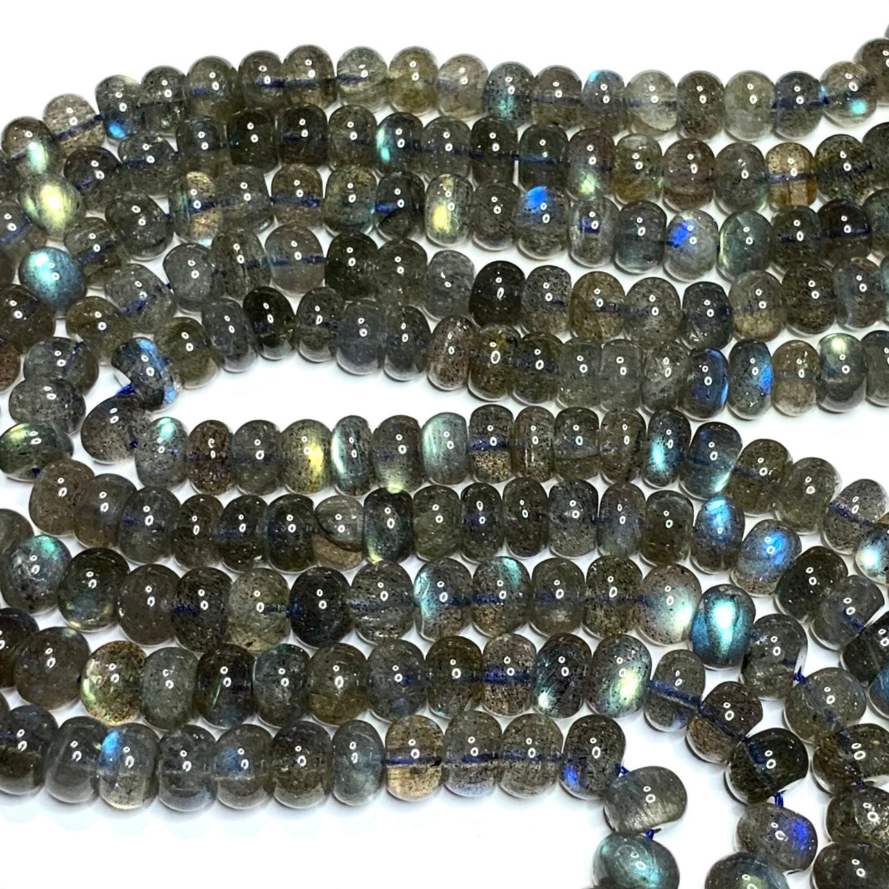Highly Polished Labradorite Smooth Rondel Beads-8mm (SP4855)