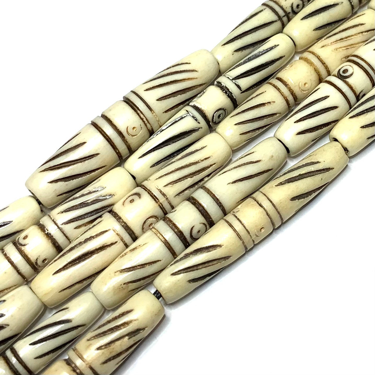 Vintage Hand Carved Bone Rice Beads-38 x 7mm Avg.