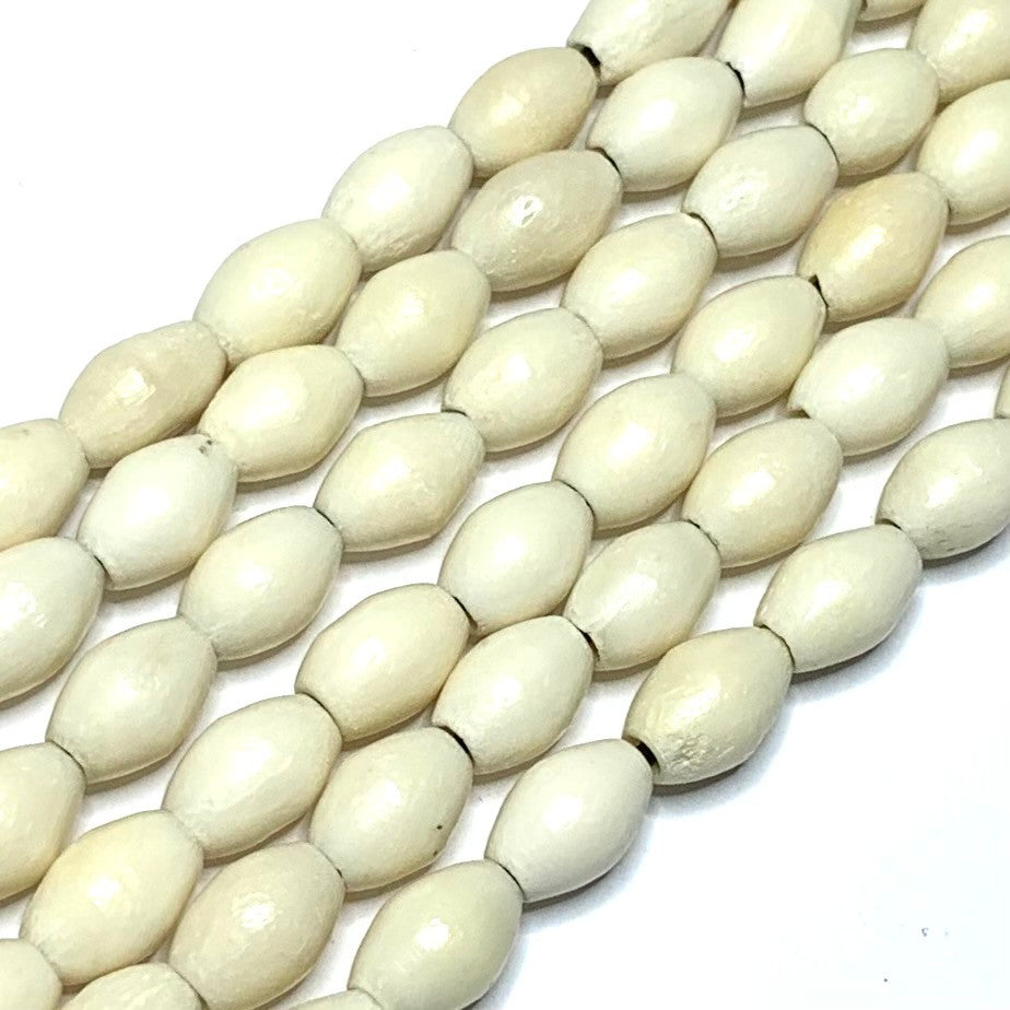 Vintage Hand Carved Smooth Short Rice Beads-9 x 6mm Avg. (B3535)