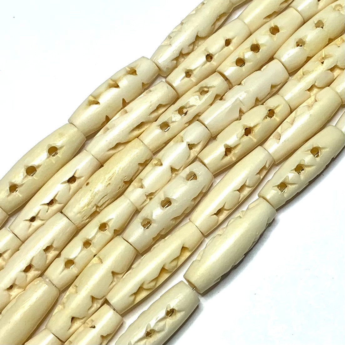 Vintage Hand Carved Rice Bone Beads-26 x 7mm Avg. (B3540)