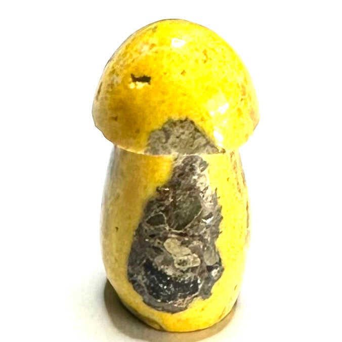 One of a Kind Bumble Bee Jasper Carved Stone Mushroom-1 1/4 x 1/2"