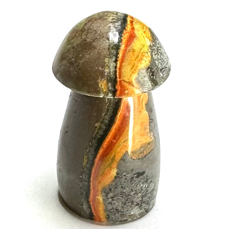 One of a Kind Bumble Bee Jasper Carved Stone Mushroom-1 1/2 x 3/4"