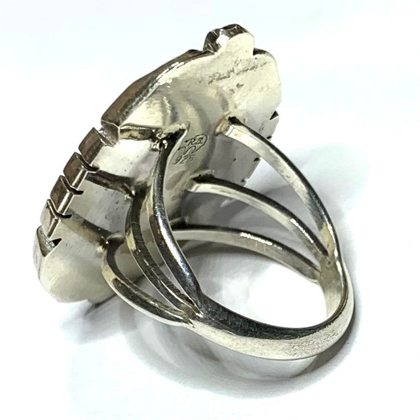 One of a Kind Kingman Turquoise and Sterling Silver Ring-30 x 22mm (SP3558)