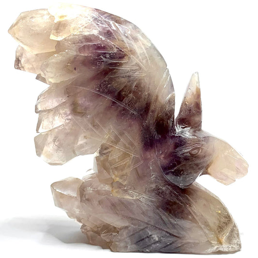 One of a Kind Hand Carved Amethyst Unicorn-6 x 5 1/2 x 1 1/2" (NC4870)