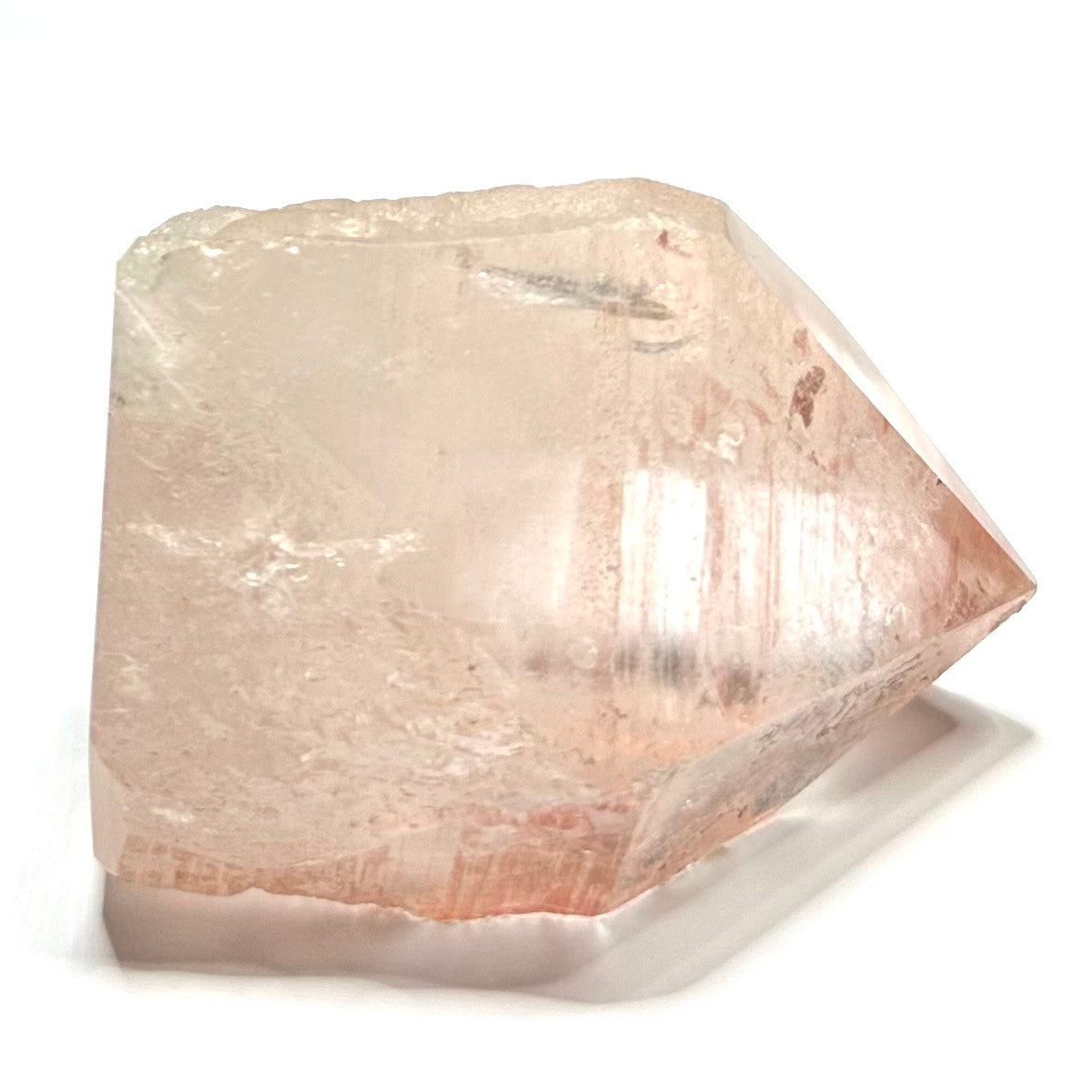 One of a Kind Natural Raw Pink Lithium with Rainbow Inclusions Point-2 3/4 x 2"