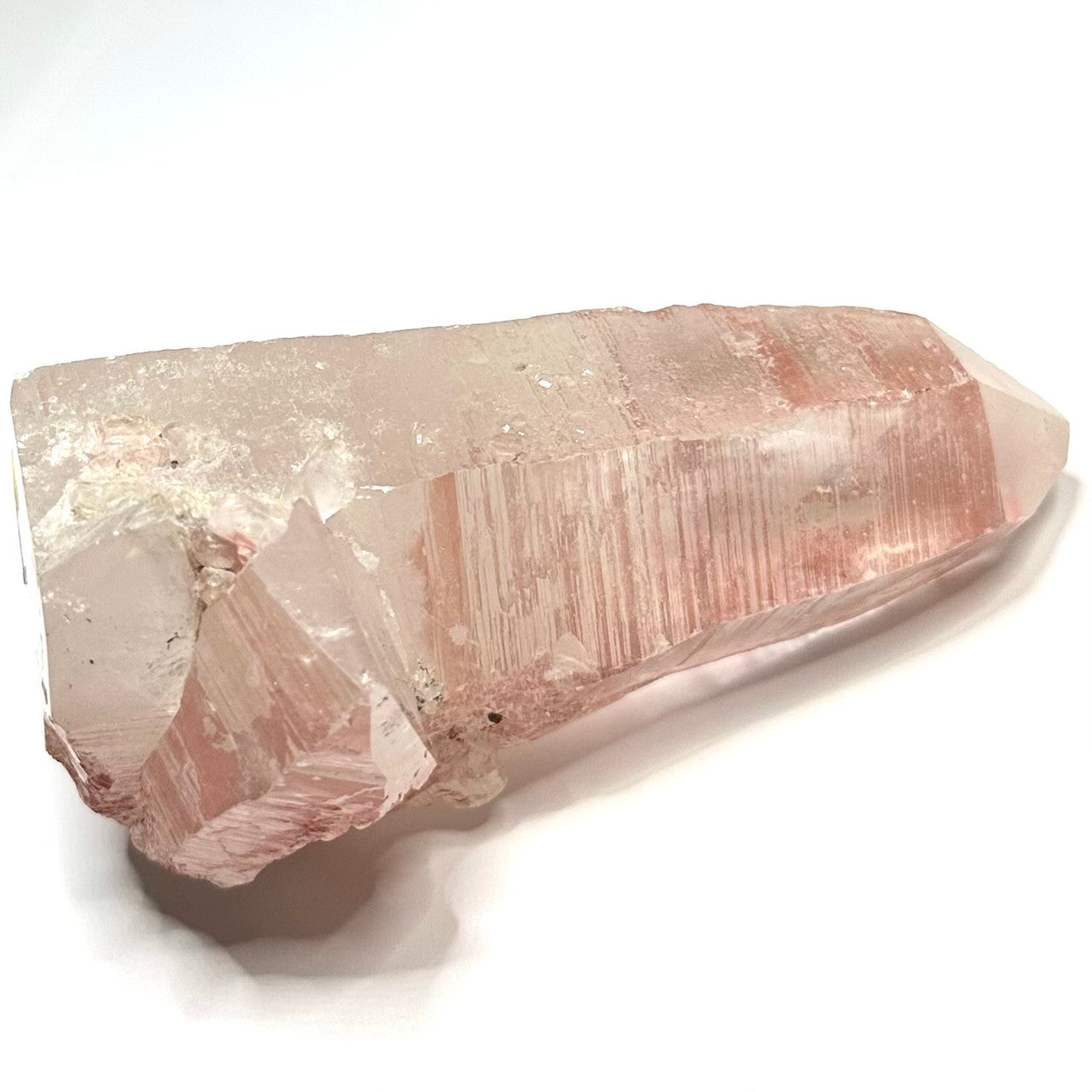 One of a Kind Natural Raw Pink Lithium with Rainbow Inclusions Point-3 1/2 x 1 3/4"