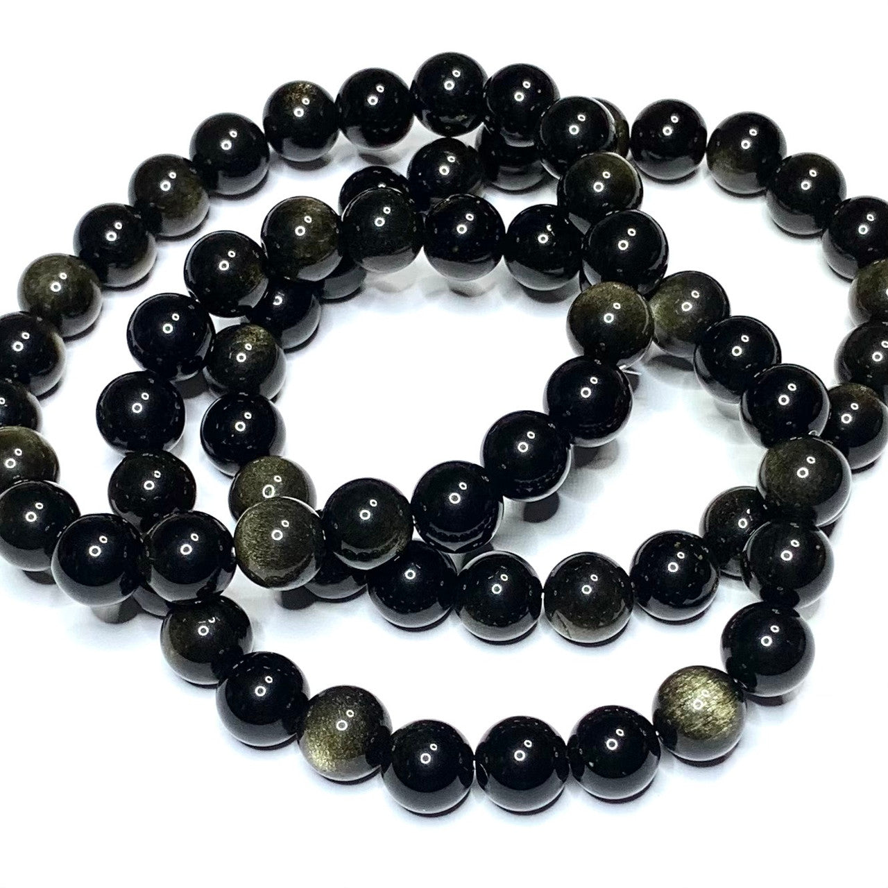 Golden Sheen Obsidian Mala Bead Bracelets-8mm (NC4878)