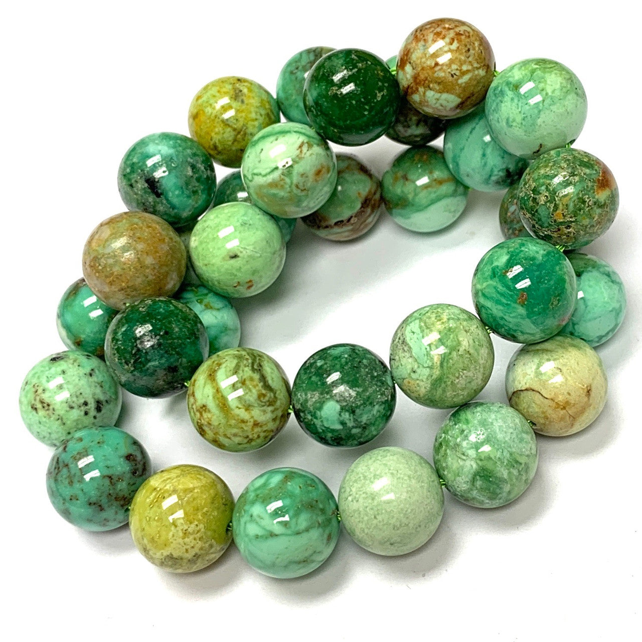 Highly Polished Green Variscite Round Beads-12mm