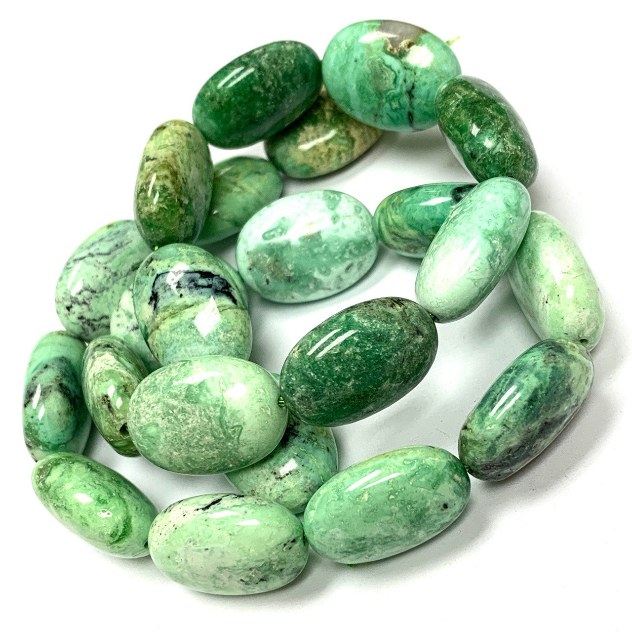 Highly Polished Green Variscite Oval Beads (SP3243)