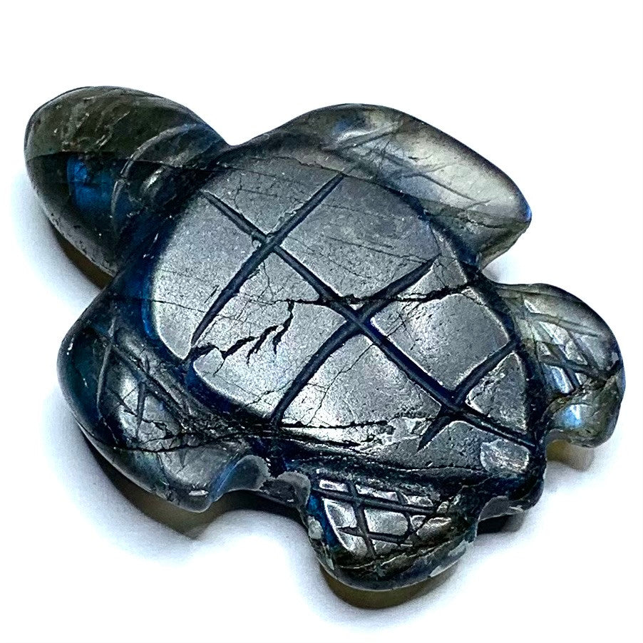 One of a Kind Carved Labradorite Sea Turtle-1 3/4 x 1 1/2"-NC4893 (NC4893)
