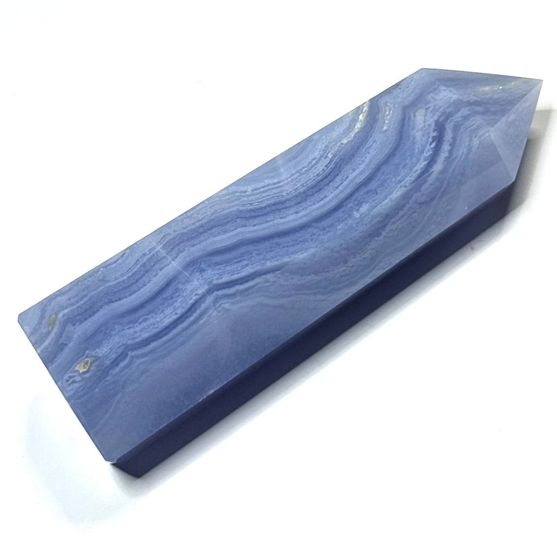 One of a Kind Blue Lace Agate with Druzy Tower Stone-3 3/4 x 1"