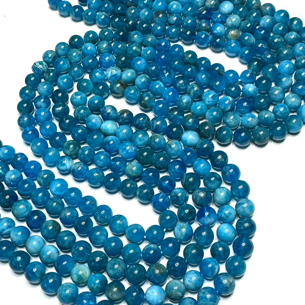 Blue Apatite Polished Round Beads-A+ Grade-6mm