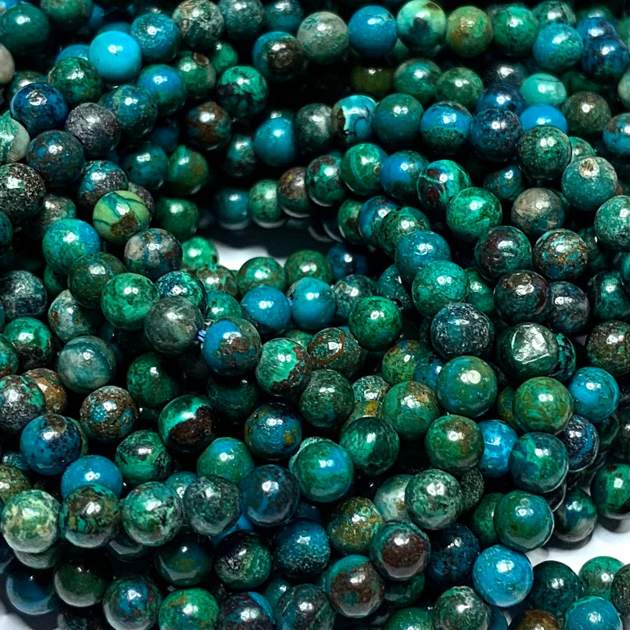 Chrysocolla Polished Smooth Round Beads-4mm (SP4943)