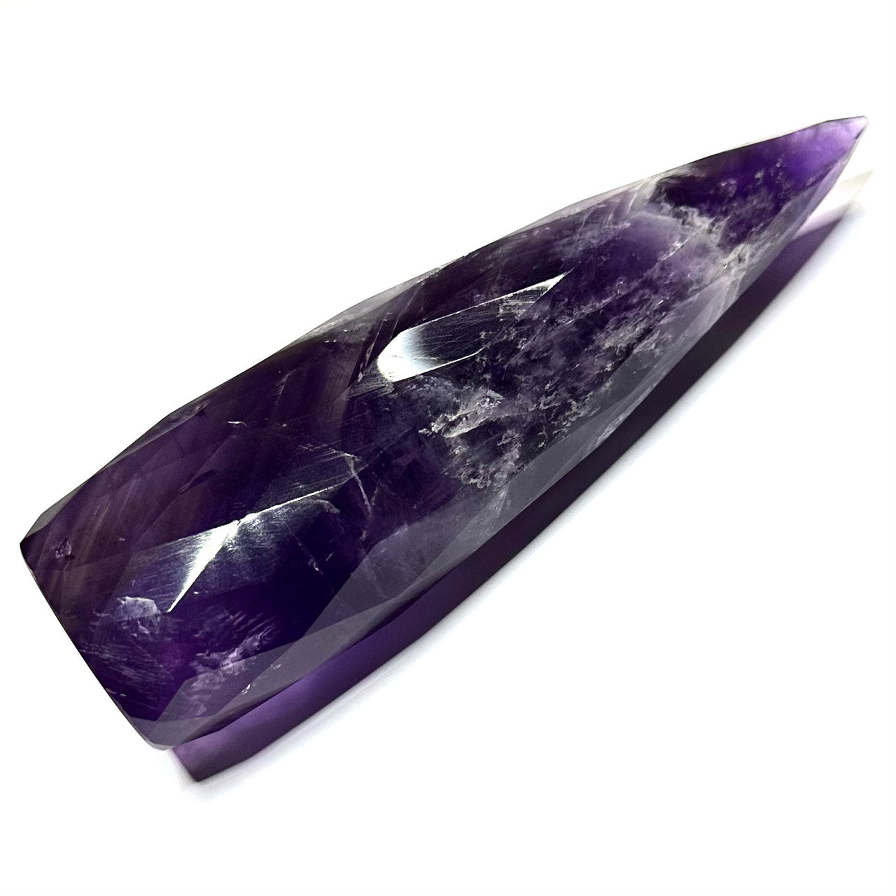 RARE-Amethyst Faceted Teardrop Stone Tower-Top Quality-5 1/4 x 1 1/2"