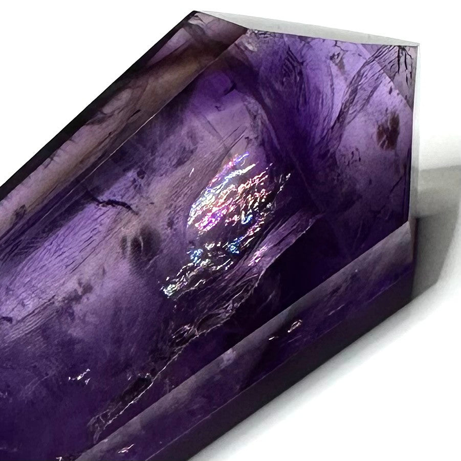 One of a Kind Amethyst with Rainbow Inclusions Double Terminated Point-43/4 x 1 1/2"