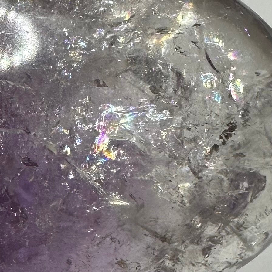 One of a Kind Amethyst with Rainbow Inclusions Stone-3 x 1 1/2"