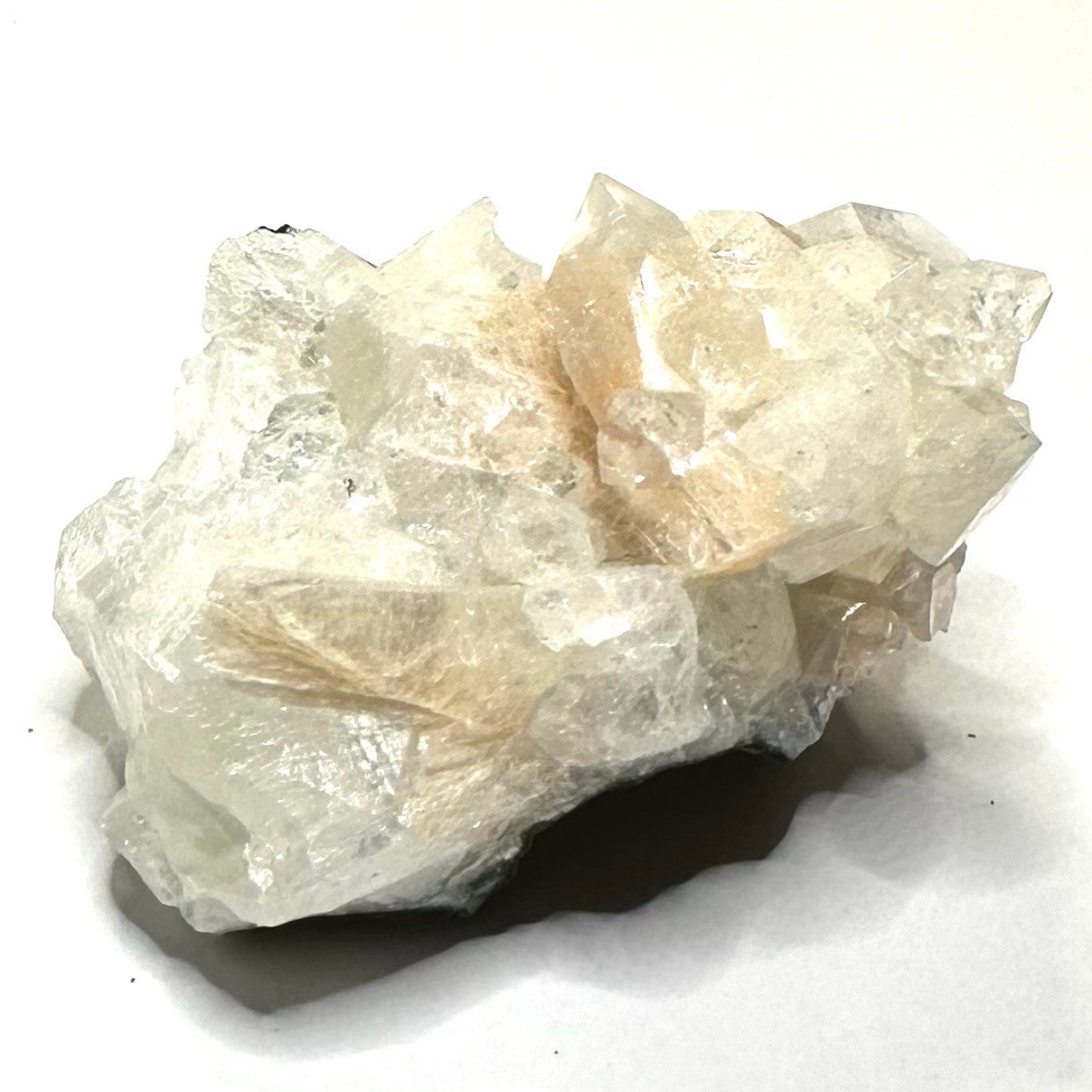 One of a Kind Apophyllite with Peach Stilbite Crystal Cluster-2 1/4 x 1 3/4"