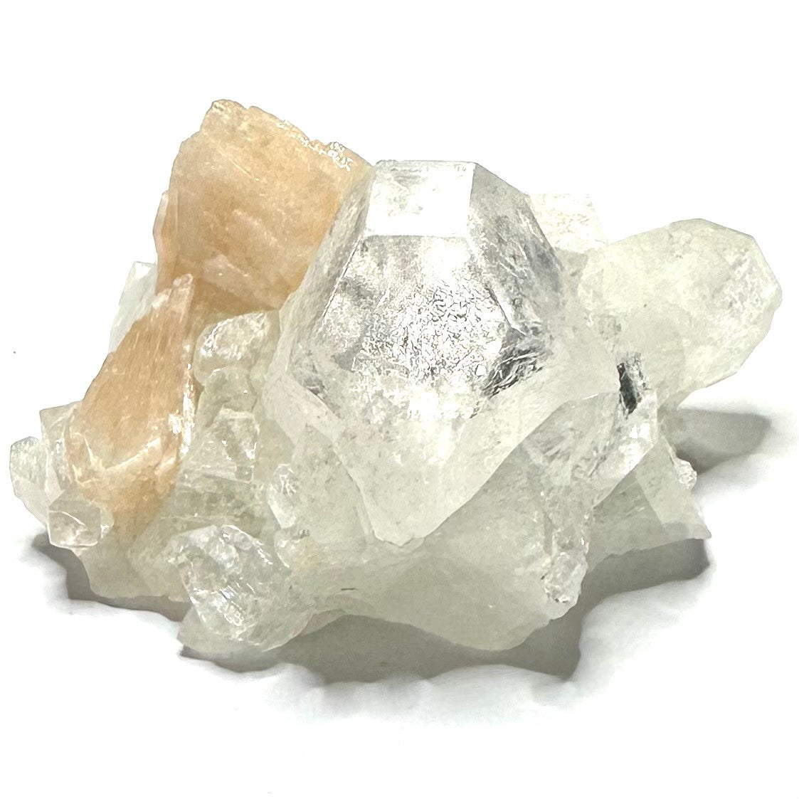 One of a Kind Apophyllite with Peach Stilbite Crystal Cluster-2 1/4 x 1 3/4"-NC6342