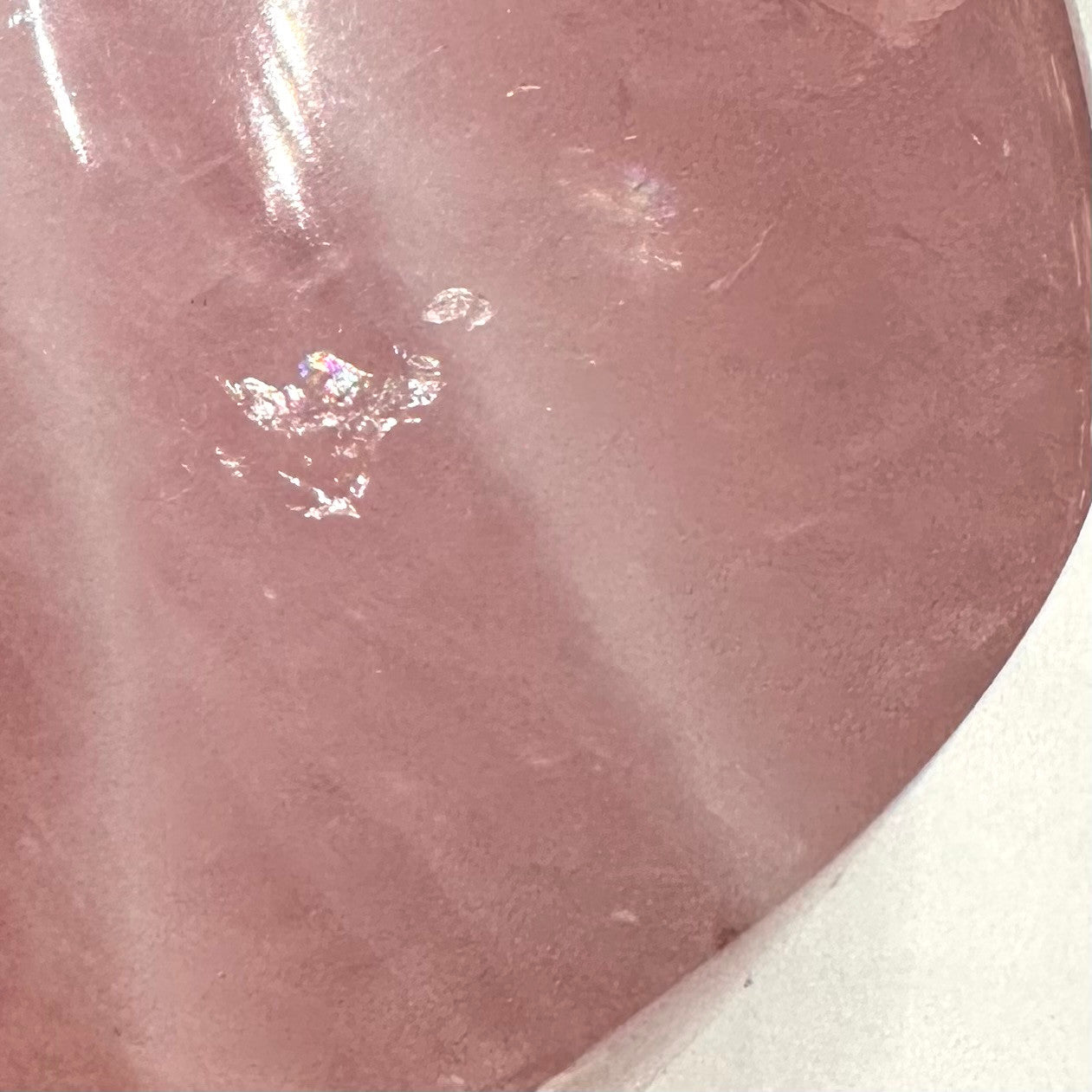 One of a Kind Rose Quartz with Rainbows Flame Stone Tower-3 1/4 x 1 1/2"