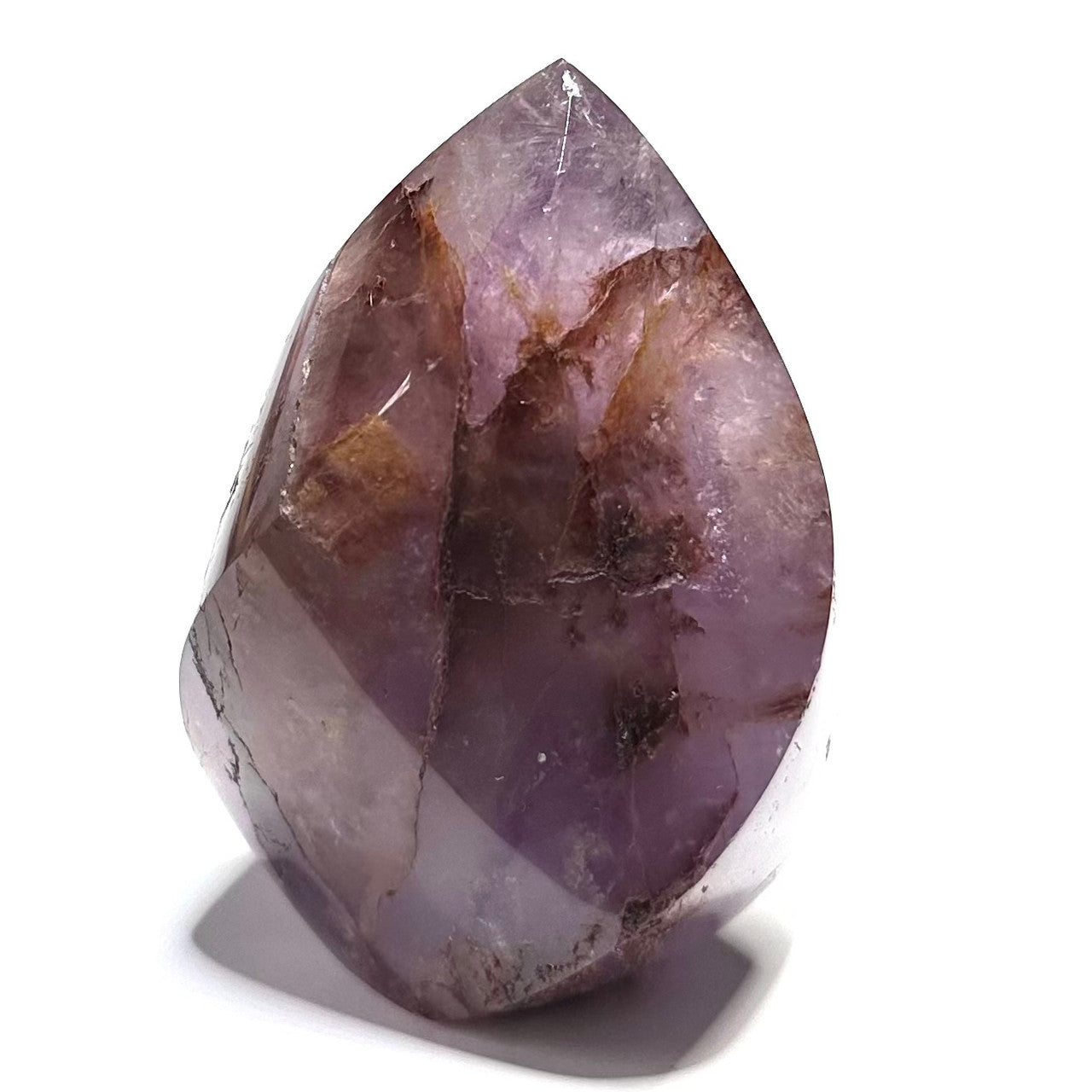 One of a Kind Amethyst with Hematoid and Rainbows Flame Tower Stone-3 1/4 x 1 1/2" (NC5352)