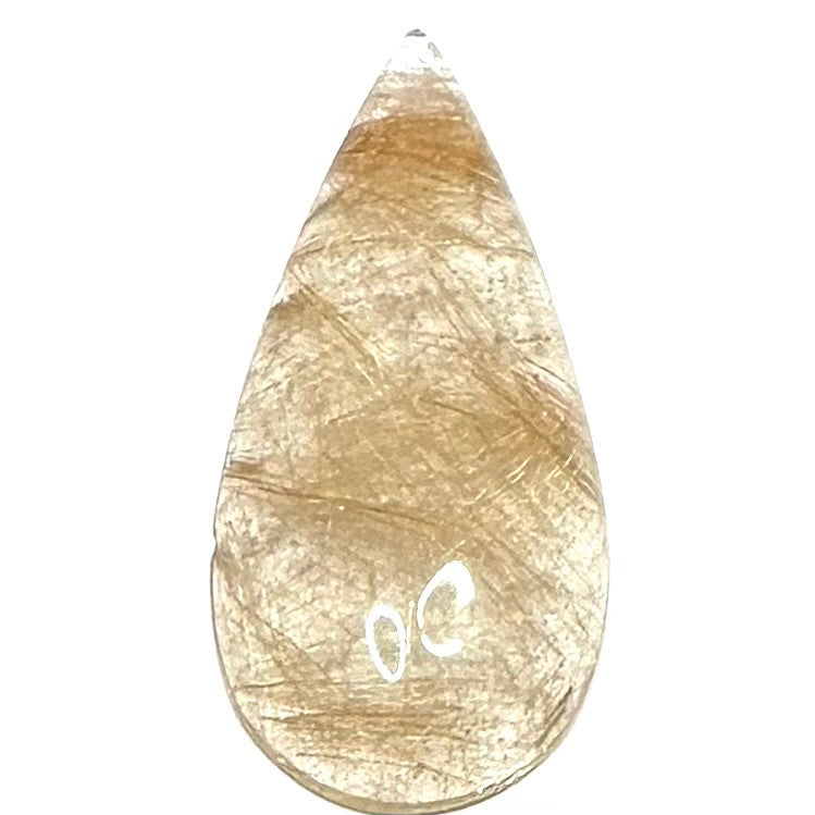 One of a Kind Rutile Quartz Teardrop Cabochon-39 x 19mm