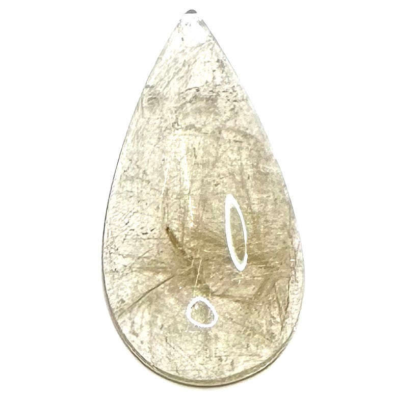 One of a Kind Rutile Quartz Teardrop Cabochon-39 x 20mm agrainofsand-usa