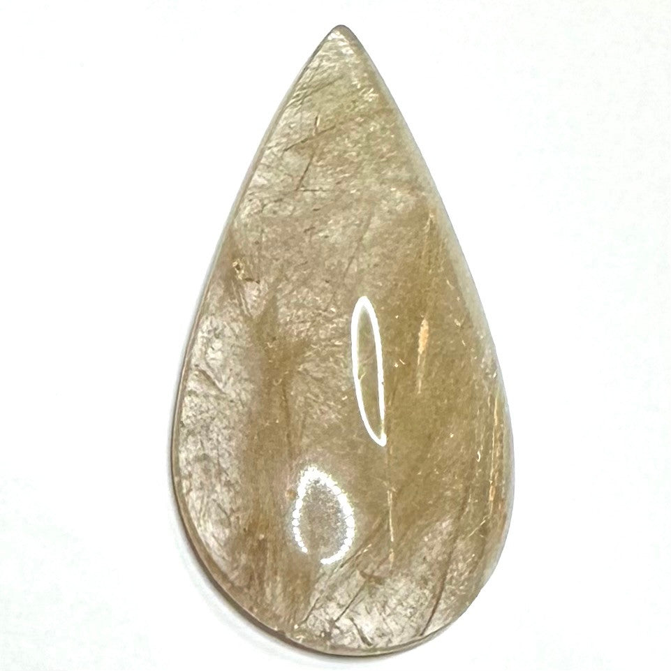 One of a Kind Rutile Quartz Teardrop Cabochon-39 x 20mm-CAB6389