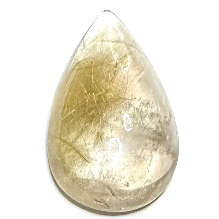 One of a Kind Rutile Quartz Teardrop  High Dome Cabochon-36 x 20 x 10