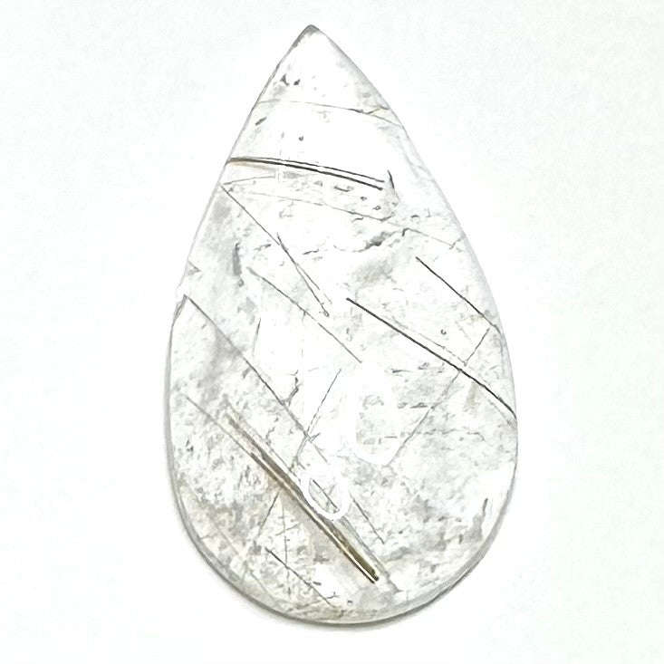 One of a Kind Rutile Quartz Teardrop Cabochon-38 x 20mm-CAB6393