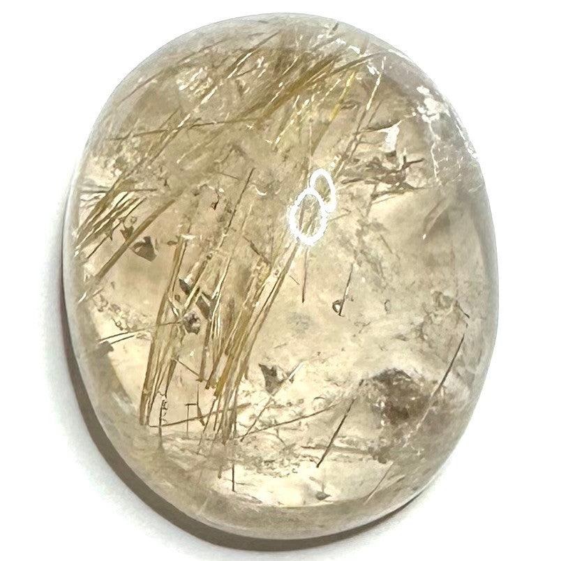 One of a Kind Rutile Quartz Oval High Dome Cabochon-33 x 27 x 17mm