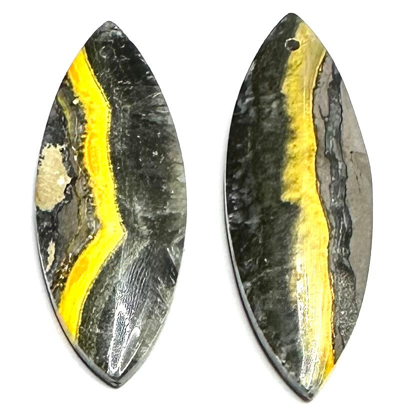 One of a Kind Bumble Bee Jasper Earring/Pendant Pair-32 x 12mm