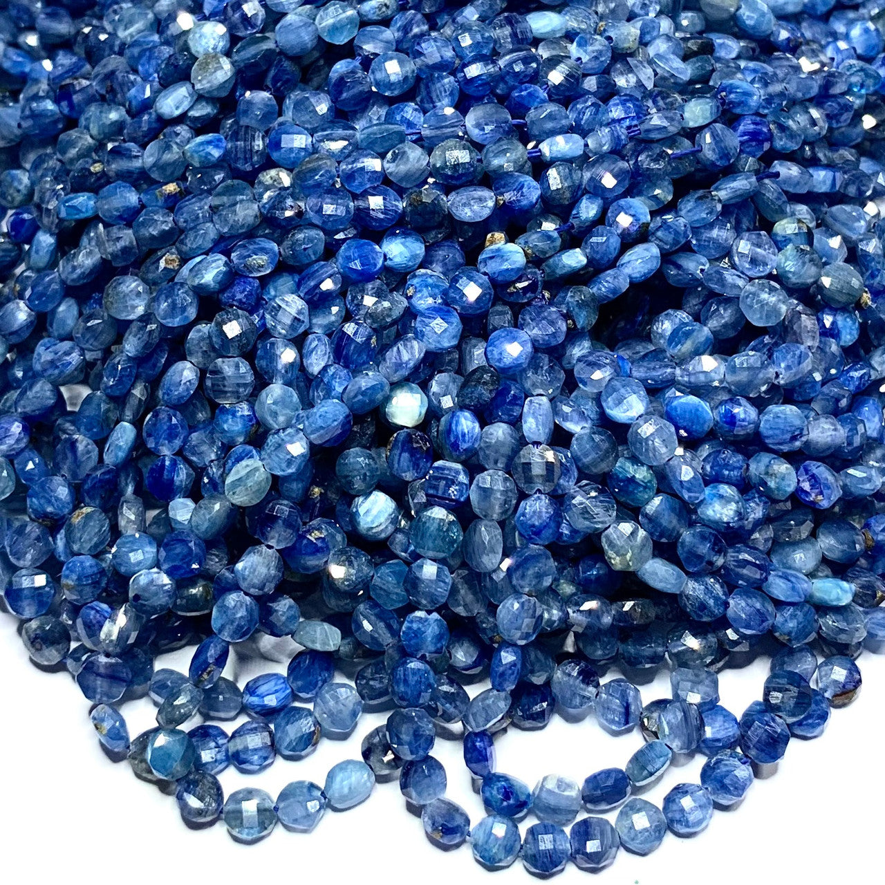 Micro Diamond Cut Kyanite Disc Beads-4mm