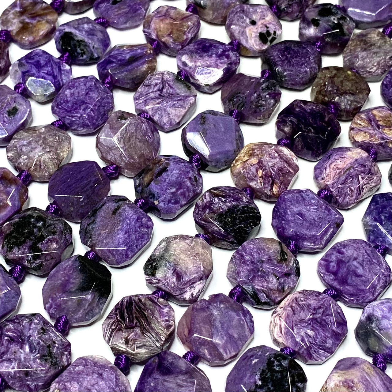 Charoite Faceted Flat Octagonal Beads-14mm (SP5043)