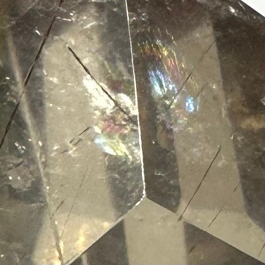 One of a Kind Rutilated Smokey Quartz with Rainbow Inclusions Freeform Stone-2 x 1 1/2"